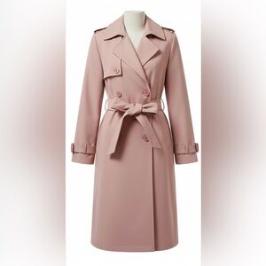 💗 Blush Pink Belted Trench Coat – NWOT